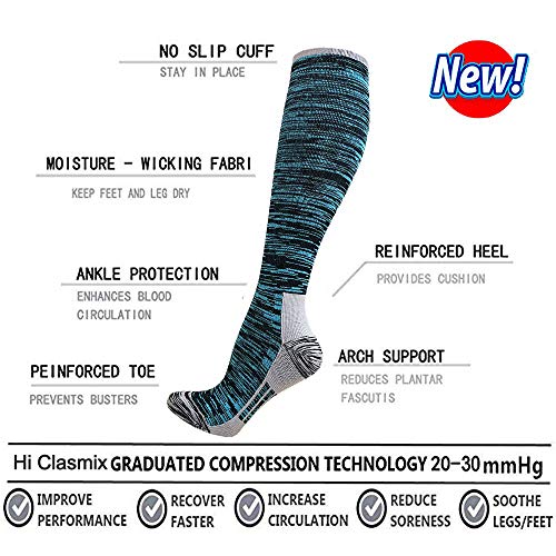 Compression Socks for Women&Men 20-30mmHg Graduated Knee High Stocking - color: 06-6 Pairs Multi Stripe04, size: Small-Medium