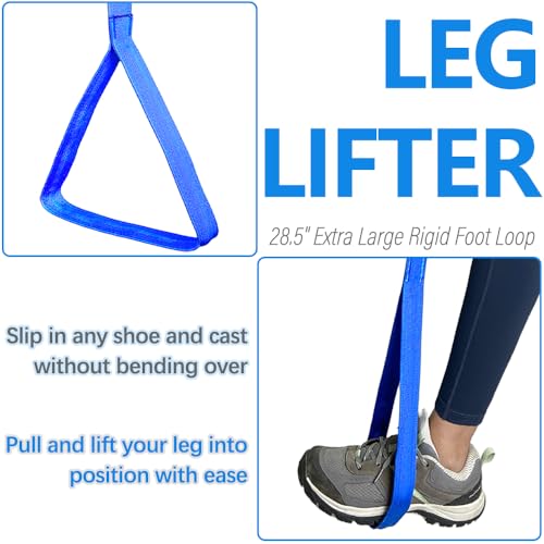 42 Inch Leg Lifter, Leg Lifter After Hip Replacement, Leg Lifter for After Knee Surgery, Leg Lifter Strap Rigid with Multi Loops, Leg Lifters Getting Legs in and Out of Bed, Car, Couch, Wheelchair - color: Blue