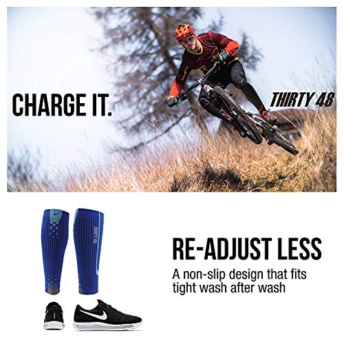 Thirty48 Graduated Calf Compression Sleeves 15-20 OR 20-30 mmHg | Maximize Fast Recovery by Increasing Oxygen to Muscles - color: [1 Pair] Black, size: Small