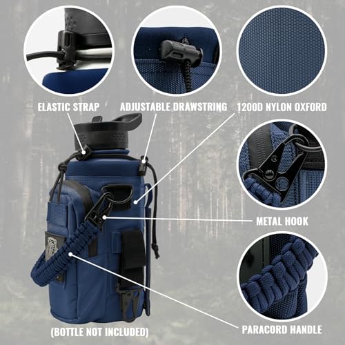 NATURE PIONEOR 32 64 128oz Tactical Water Bottle Pouch, MOLLE Bottle Holder - color: Deep Blue, size: 32OZ