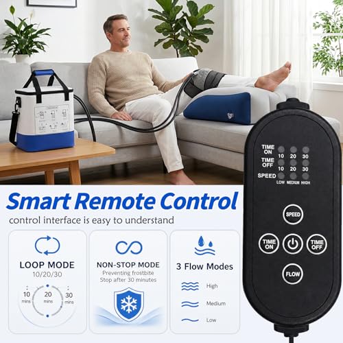 Ice Therapy Machine for Knee After Surgery with Inflatable Leg Raise Pillow (Ice Machine-man)