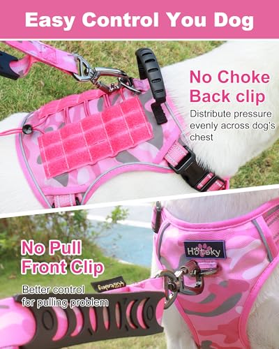 Tactical Dog Harness No Pull,Service Dog Vest with Handle,Pink Camo, M - color: Pink Camo, size: M( Neck: 18''-23.5",Chest: 20"-27")