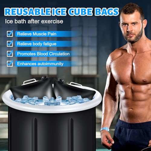 4 Pack Large Refillable Ice Bath Bags for Cold Plunge Tubs, 24 L
