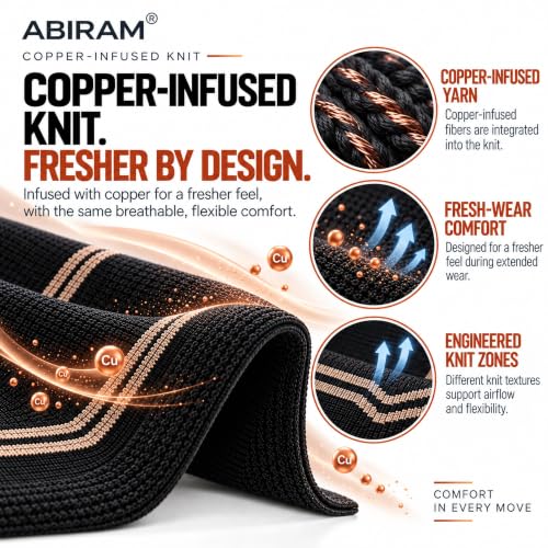 ABIRAM Copper-Infused Ankle Brace Compression Sleeve with Adjustable Strap - color: Copper Black, size: Small
