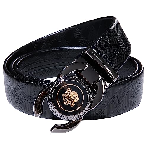 Dubulle Ratchet Belt for Men Leather Adjustable Designer Fashion Buckle - color: Back-to-back C's Tiger, size: Adjustable Fit 35" to 45" Waist