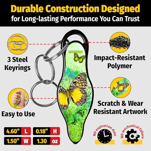 MUNIO Self Defense Keychain – Lightweight, Stylish & Portable Safety Tool for Women & Men – Non-Lethal Kubotan, Easy to Use - color: Butterfly