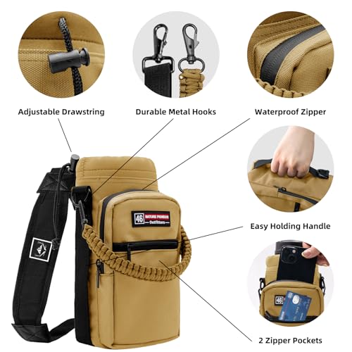 NATURE PIONEOR 26-128 oz Insulated Water Bottle Carrier Holder with Strap - color: Brown, size: 40-46oz