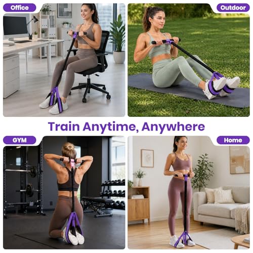 Rojvvec Pedal Resistance Bands with Handles, 55LBS Exercise Band for Women - color: Purple-Black
