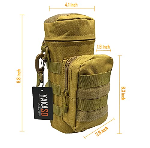 Tactical Molle Water Bottle Holder Pouch Hydration Carrier Bag Tactical EDC Water Bottle Carrier with Detachable Shoulder Strap for Hiking Camping Outdoor Sport Travel - color: Khaki