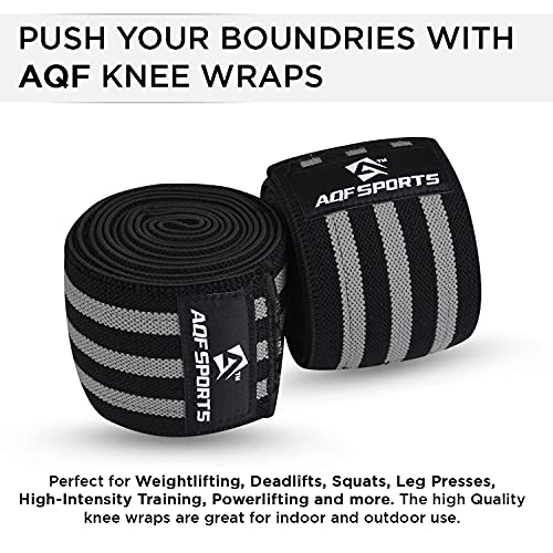 AQF Knee Wraps for Weightlifting Bandage - 78" IPL & USPA Approved (Pair) - color: Blk & Gry
