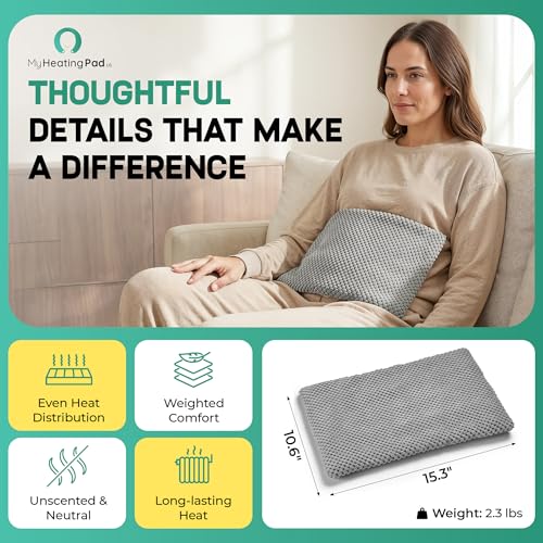 My Heating Pad Deluxe Microwavable Heating Pad for Back, Neck, Shoulder and Cramps - Deluxe Unscented Heat Pack - Chilled or Heated Pad Therapy - style: Deluxe Gray