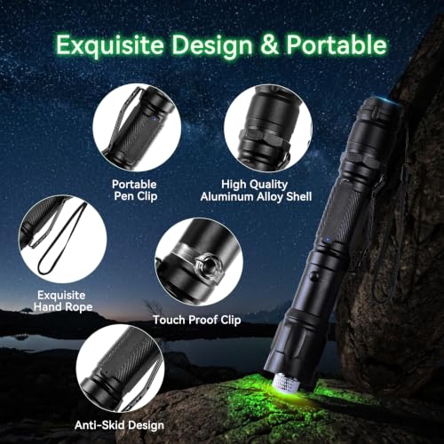 4-Pack Green Laser Pointers, Type-C Rechargeable with Star Caps