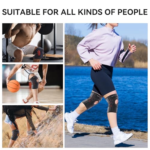 Knee Brace for Meniscus Tear, Arthritis, ACL & Knee Pain, Adjustable Support with Dual Side Stabilizers for Injury Recovery Black Size L (21-27.5") - size: Large