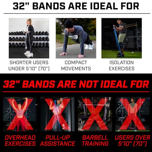 Serious Steel Fitness 32" Resistance Training Bands (Portable Exercise Band System Training Bands- Great for Individuals Under 5'10") - color: #0 Orange (2-15 lbs.)