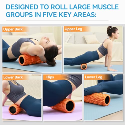 Foam Roller, 15 inch High Density Massage Roller for Exercise - color: Orange