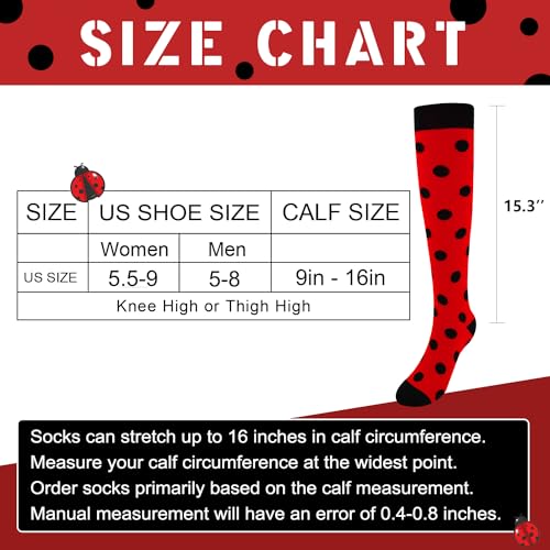 Junely Compression Socks for Women Knee High Striped Polka Dot Stockings - color: Red Polka Dot