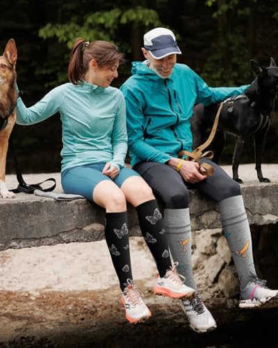 Bamboo Viscose Compression Socks for Women Men - color: Butterfly and Hummingbird, size: Small-Medium