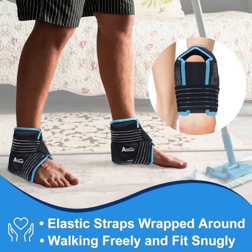 Atsuwell Ankle Ice Pack Wrap 2 Packs for Swelling & Spraine Relief, Black