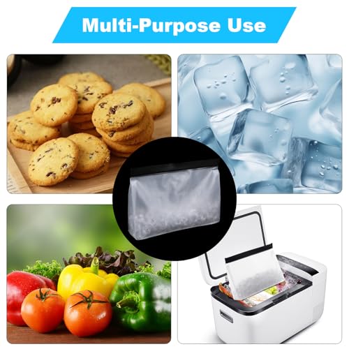 8 Pack Reusable Ice Storage Bags – 10” x 7.3” x 2.2” Leakproof Freezer Bags, BPA-Free EVA, Secure Zip Seal for Ice, Food & Travel