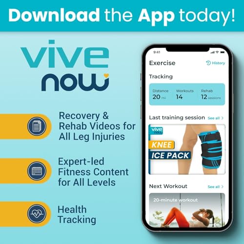 Vive Knee Ice Pack Wrap - Cold/Hot Gel Compression Brace for Pain Relief - color: Black & Blue