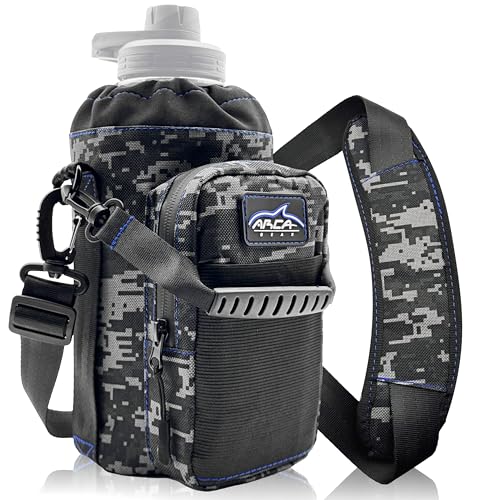 Arca Gear 64 OZ Hydro Carrier Large - Insulated Water Bottle Sling w/Carry Handle, Shoulder Strap, Wallet and Two Pouches - The Perfect Flask Accessory - color: Digital Camo