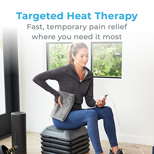 Pure Enrichment® PureRelief® XL Heating Pad - 12" x 24" Electric Heating Pad for Back Pain & Cramps, 6 Heat Settings, Soft Machine Wash Fabric, Auto-Off & Moist Heat (Charcoal Gray) - color: Gray