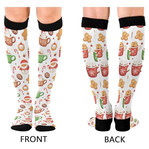 Snowflake Red Christmas Compression Sock for Women Men Funny Support Knee High Socks Running,Nurses,Travel - color: Christmas Hot Chocolate