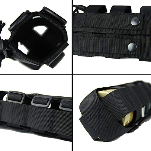 Molle Tactical Water Bottle Holder Pouch Adjustable for 16oz-50oz Bottles - color: Black
