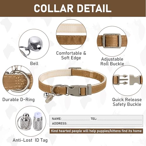 GAMUDA Small Pet Harness Collar and Leash Set, Step in No Chock No Pull Linen Fabric Soft Mesh Dog Vest Harnesses Reflective for Dogs Puppy Cats Kitten Rabbit (Brown, M) - color: Brown, size: Medium
