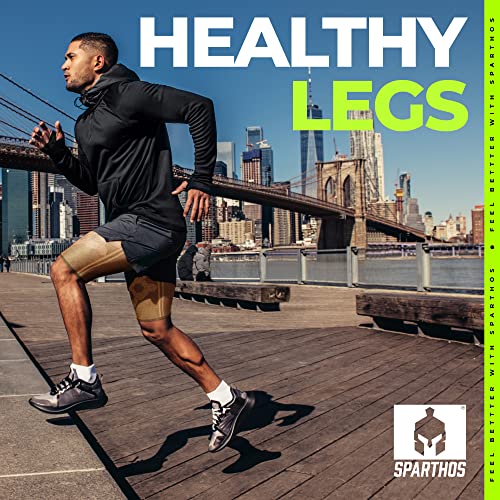 Sparthos Thigh Compression Sleeves, Quad Wrap, Hamstring Brace - Beige-XL - color: Desert Beige