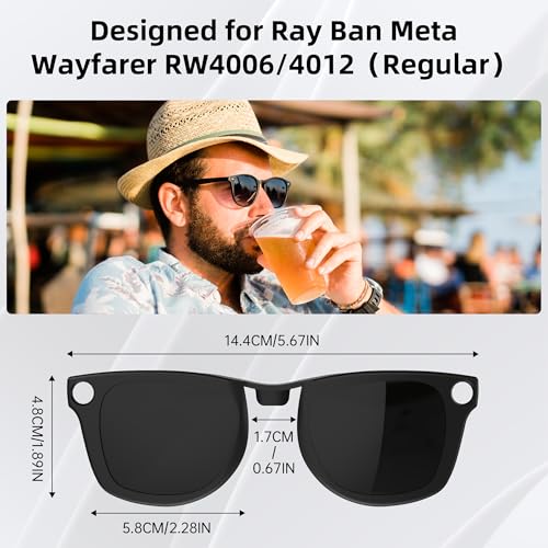 HIBLOKS Polarized Clip-on for RayBan Meta Wayfarer (Standard 50-22, Yellow) - size: Standard, Yellow, Matte Black Frame