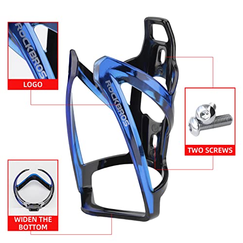 ROCKBROS Bike Water Bottle Holder Ultralight Bottle Cages with Screws Tool - color: Blue-Black, size: Standard
