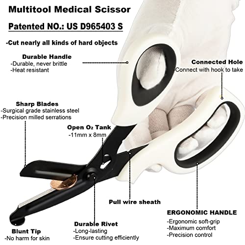 MEUUT Medical Scissors 2-Pack Trauma Shears for Nurses All Purpose Scissors - color: Burgundy+white