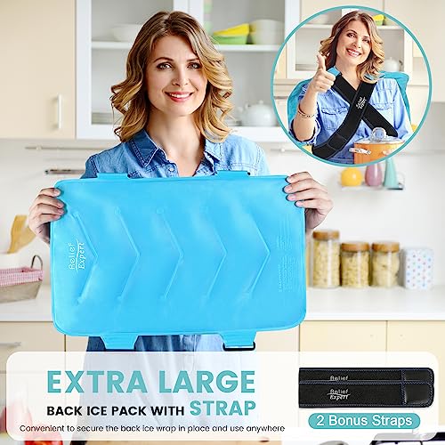 Relief Expert XXL Full Back Ice Pack Wrap, (13”x21”) - Reusable Ice Wrap for Back Discomfort and Musclar Fatigue- Cold Compress Therapy Gel Cold Pack for Full Body, Hip Leg - Blue