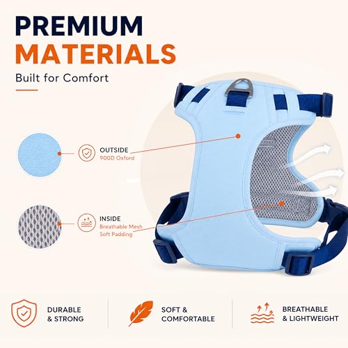 Dog Harness and Leash Set with Collar, No Pull Reflective Pet Vest Harness with Control Handle for Medium Large Dogs Walking and Training - color: Blue, size: L(Neck:22.0-29.1",Chest:26.8-34.6")