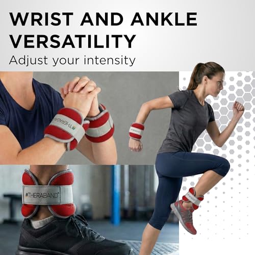 THERABAND Ankle Weights, Comfort Fit Wrist Cuff, 1 lb, 2-Piece Set, Red - size: Level 1 / 1lb