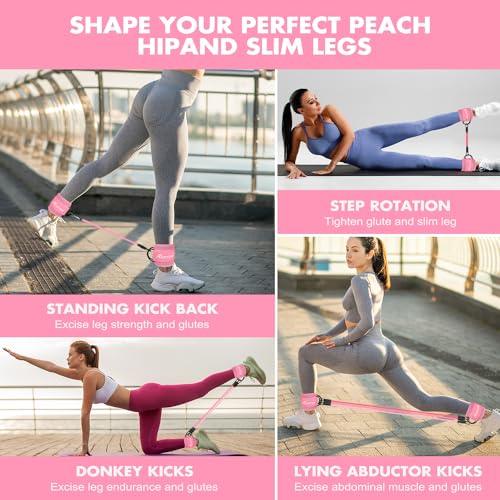 Ankle Resistance Bands, Exercise Bands, Resistance Bands for Leg Butt Training Workout Equipment for Kickbacks Hip Gluteus Training Exercises, Ankle Strap with Exercise Bands