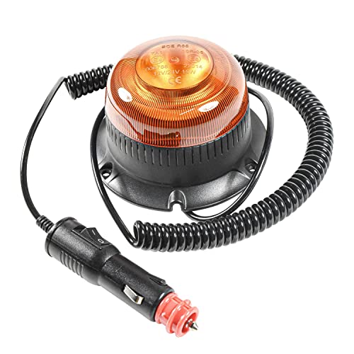 HQRP Amber Beacon Emergency Strobe Construction LED Lights Magnetic Mount, Flashing Caution Safety Warning LED Light for Vehicles, Truck, Golf Cart, Tractor, Postal Car, ATV, UTV, Snow Plow, Forklift - size: Magnetic Mount