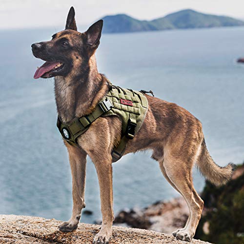 OneTigris Tactical Dog Harness with Handle No-Pull Adjustable for Small Dog - color: Green, size: X-Small