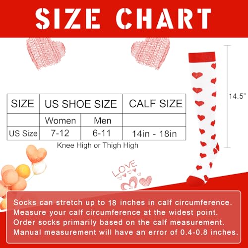 Junely Compression Socks for Women Knee High Socks Funny - color: Heart White