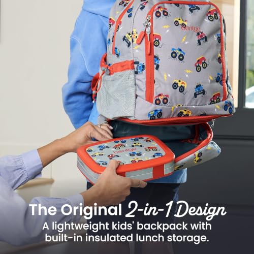 Bentgo Kids 2-in-1 Backpack & Insulated Lunch Bag with Padded Straps - color: Trucks, size: Kids Large