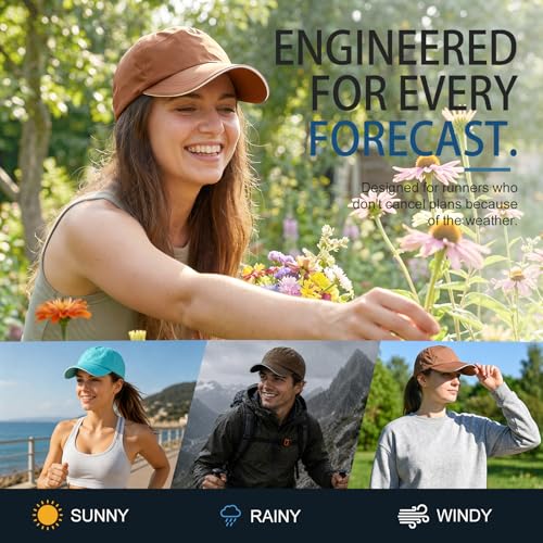 Waterproof Baseball Cap Running Hat Mens Womens Rain Hat Quick Dry Golf Hat with Sweatband Outdoor Breathable Sports Cap - color: Caramel