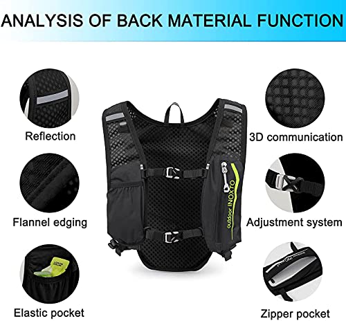 INOXTO Running Hydration Vest Backpack,Lightweight Insulated Pack with 1.5L Water Bladder Bag Daypack for Hiking Trail Running Cycling Race Marathon for Women Men - color: Black green
