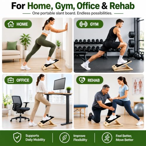 13" Wide Slant Board for Exercise, Calf Stretch Board, 500 lb Capacity - size: Portable Slant Board (16”L × 13”W)