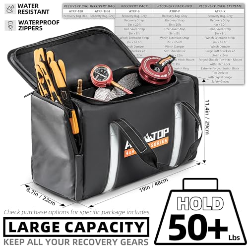 ALL-TOP Recovery Pack Bag, Water-Resist Tool Organizer for Offroad Gear & Overland Equipment, Standing Zippered Waterproof Storage Tote, Black Empty - color: Black, Recovery Bag
