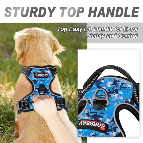 BARKBAY Dog Harness No Pull for Small Sized Dog Front Back Clips,Dog Vest - color: Blue Camo, size: X-Small(Chest:15.5-19.5”)