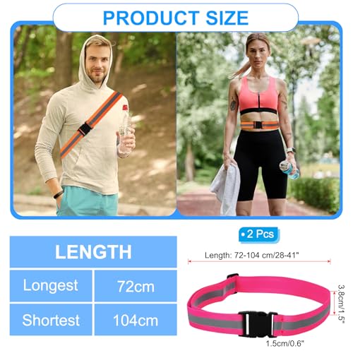 PATIKIL Adjustable Reflective Running Belt, Glow Pt Belt Sash for Cycling Walking - color: Pink, size: 1.5 Inch