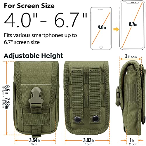 WYNEX Tactical Phone Pouch Molle, Phone Blet Holder Fit 4.0-6.7" Screen - color: Army Green