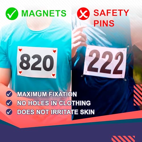 4 Race Bib Magnets for Runners, Race Bib Clips, No Pins, I Love Run - color: I Love Run