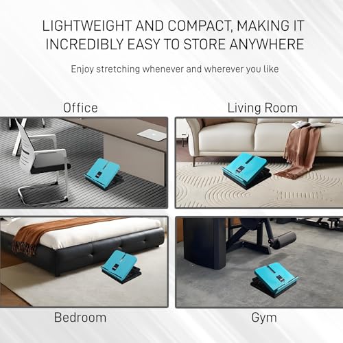 Calf Stretch Board with Timer & Resistance Bands, 6-Level Adjustable Slant Board, 450 lb Weight Capacity, Includes Sit-Up Bar for Home Gym & Stretching